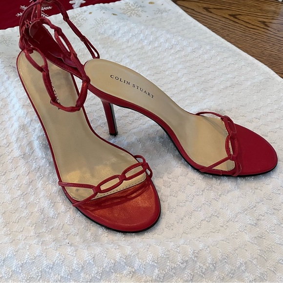 COLIN STUART Size 7 Red High Heel Ankle Strap Sandals - Picture 2 of 7